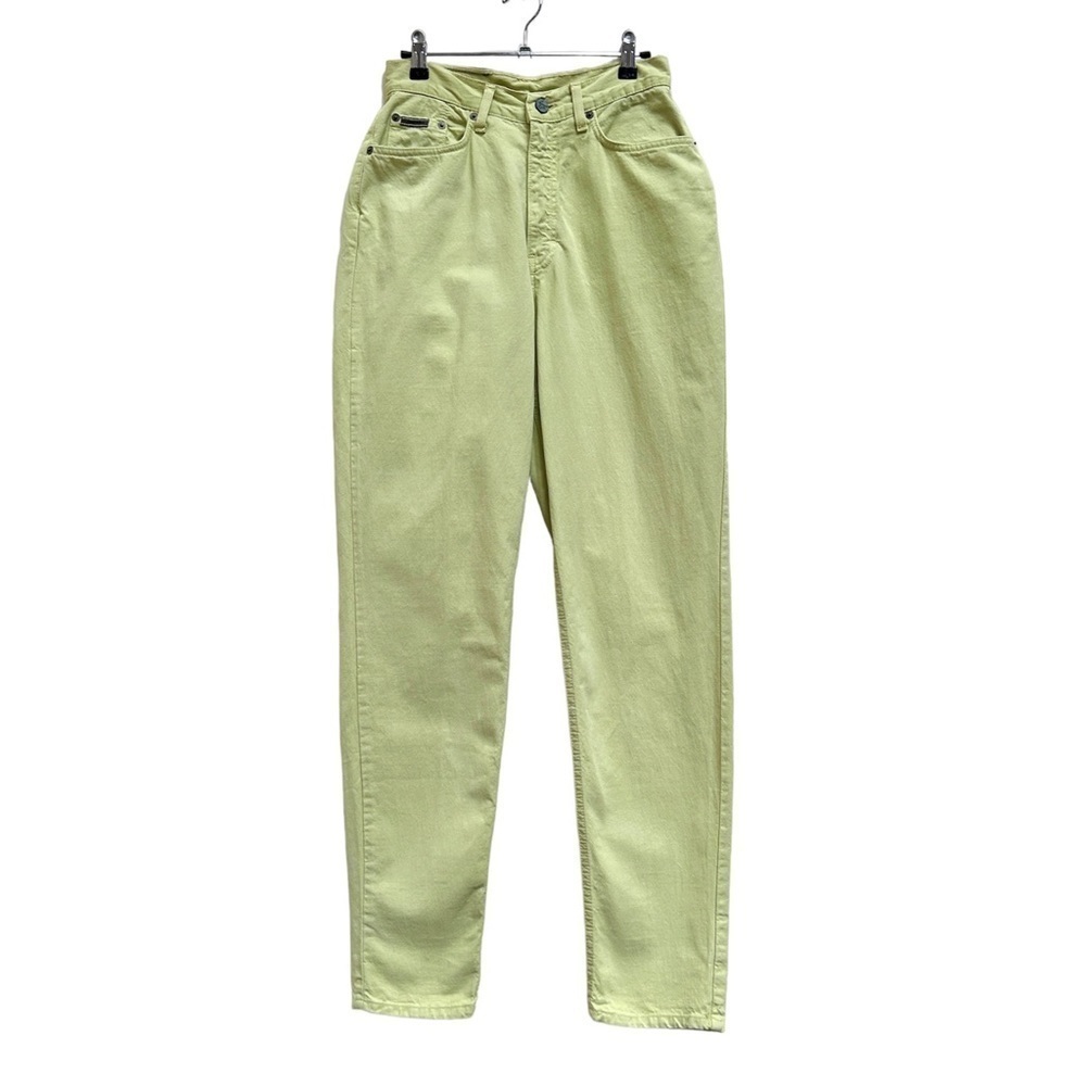 Vintage 90s Calvin Klein Green Straight Leg High Rise Jeans, Size 10